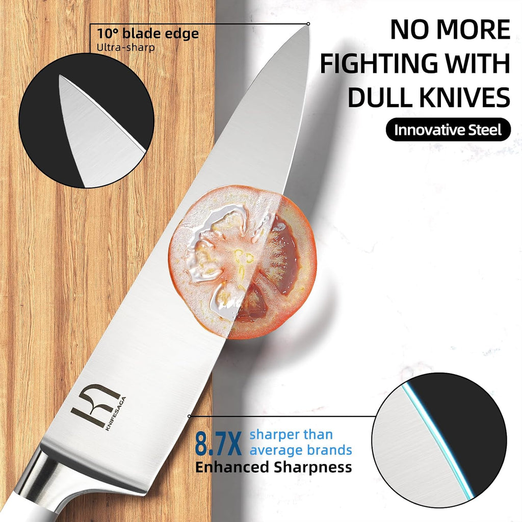 Japanese 15-pc Kitchen Knife Block Set, Professional, Razor Sharp | Innovative Steel, High Carbon Stainless, Enduring