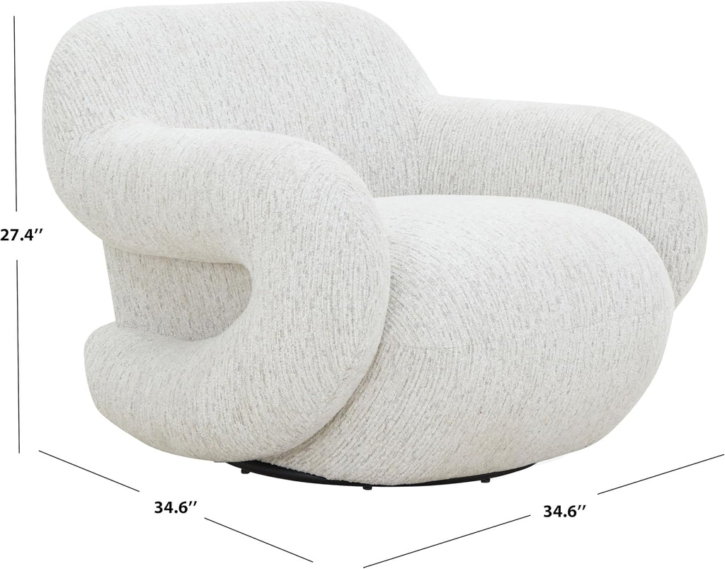 Couture Collection - Kaylana Light Grey Chenille Accent Chair, Curved Silhouette, Plush Modern Design, Fully