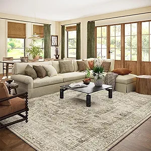 9x12 Area Rugs: Washable Bedroom Rug Non Slip Boho Carpet
