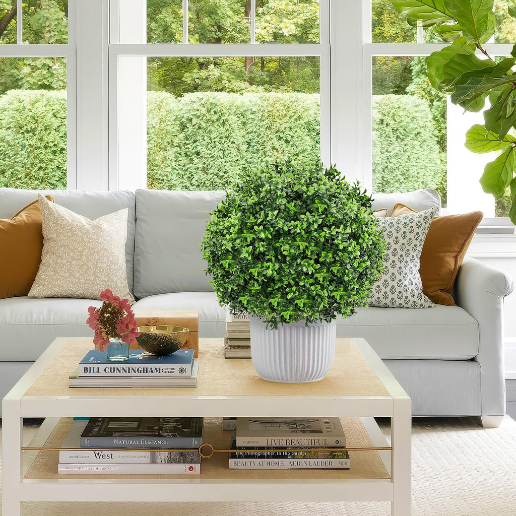 2 Pack 23.7" Artificial Boxwood Topiary Trees