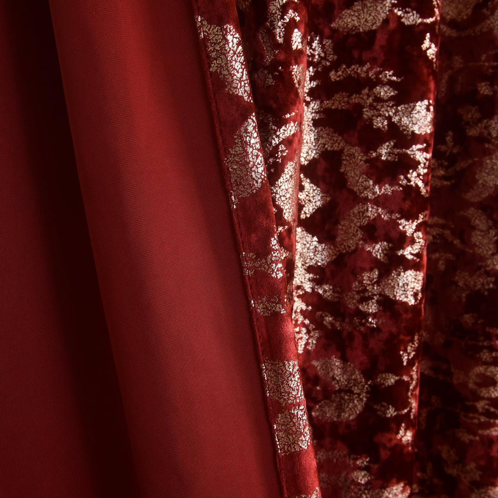Luxury Velvet Gold Foil Print Navy Shiny Curtains Back Tab Thick Thermal Insulated Window Drapes