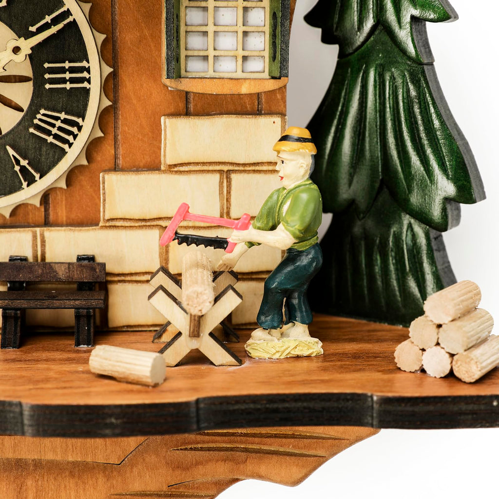 Musical Cuckoo Clock with Rotating Dancer Stage 12 Melodies, Volume Control & Night Mode, Germany Style Black Forest