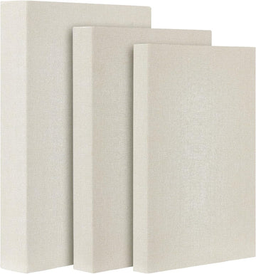 Beautiful Decorative Books Set of 3 Modern Linen Decorative Faux Book Boxes Bookshelf or Mantel Decor Photo Storage