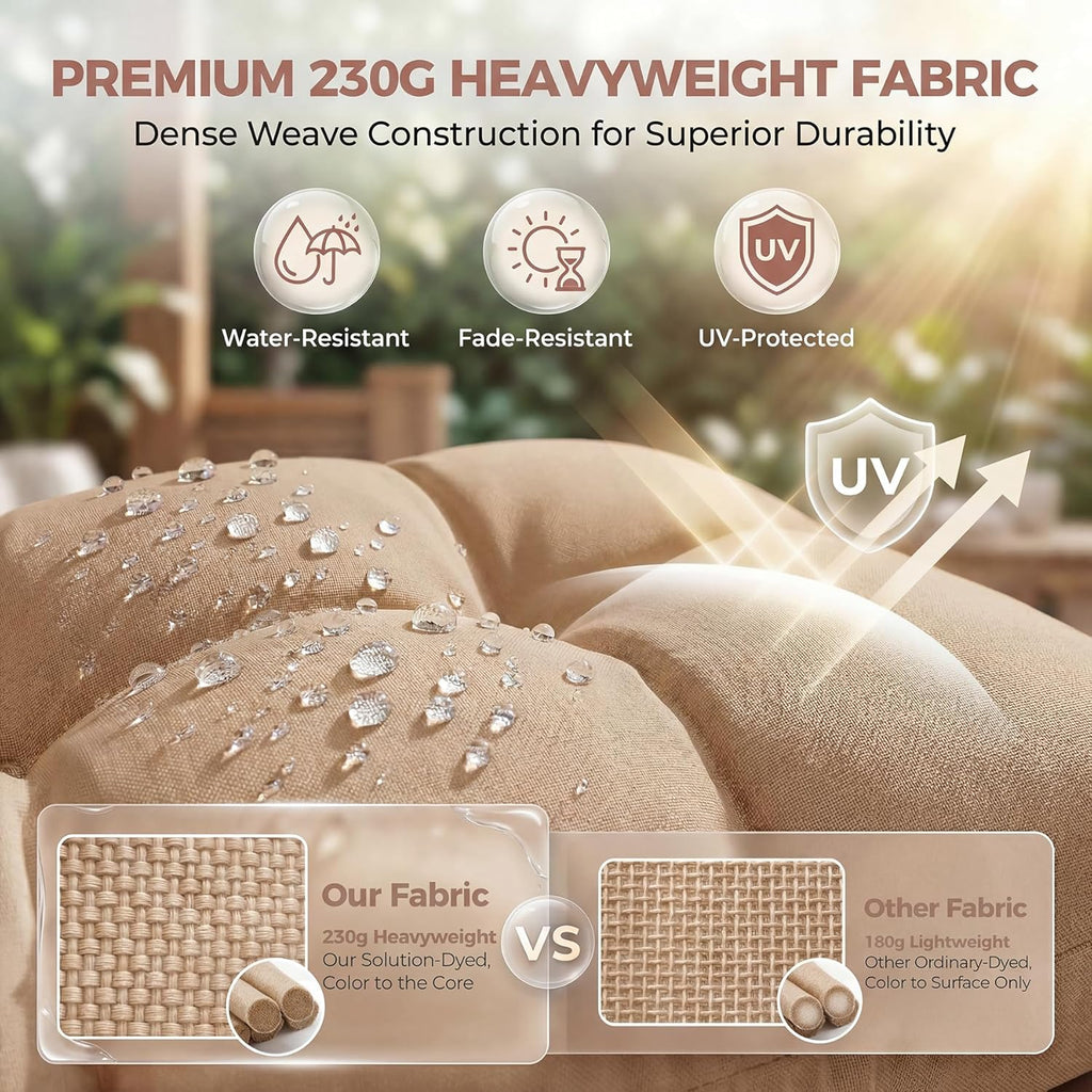 Outdoor Papasan Rocking Chair, Oversized Egg Patio Lounge Chair | 450 Lbs Capacity, Large Size, Brown Rattan Frame