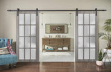 Slab Barn Door Panel Frosted Glass 12 Lites | Felicia 3312 Ginger Ash Grey | Sturdy Finished Doors |