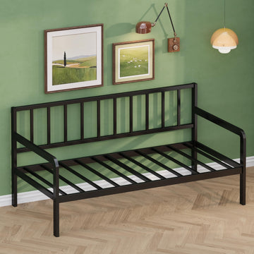 Twin Daybed Frame, Metal DayBeds, Heavy-Duty Steel Slats, Black