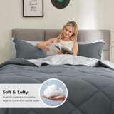 Joiedomi Queen Comforter Set with Sheets Dark Grey, 7 Pieces Queen Bed Set with 1 Down Alternative Comforter