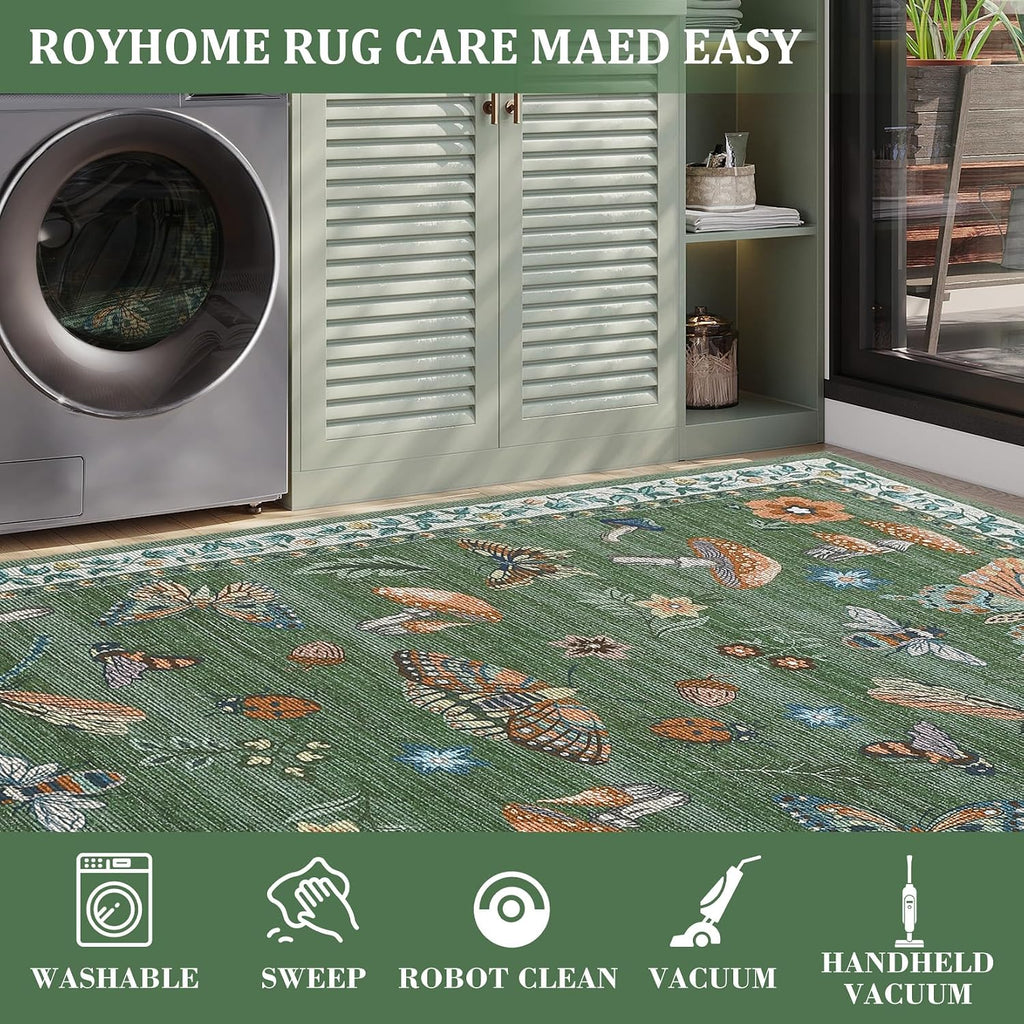 Mushroom Insect Round Rugs 8ft Living Room Brown