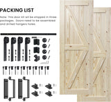 30x80 inch Double Barn Door with 10ft Sliding Barn Door Hardware Kit Included, Unfinished Solid Spru