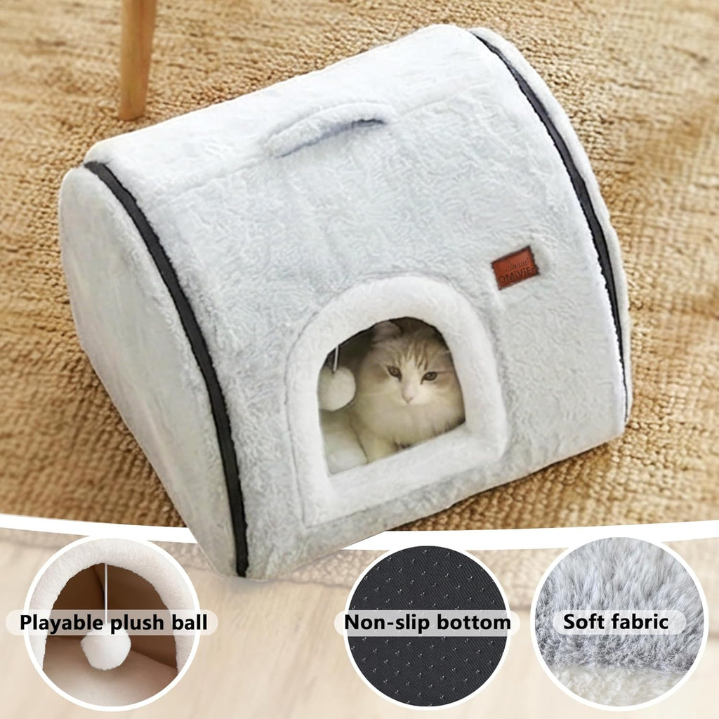 Cat Bed cave-cat beds for Indoor Cats,Soft and Comfortable,Cute cat House,with Removable Washable Cushioned