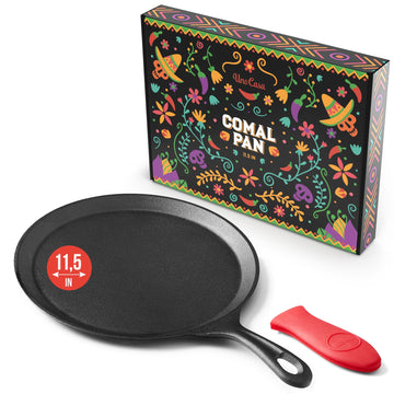 Cast Iron Comal Pan 11.5 Inch, Comal para Tortillas, Roti and Dosa