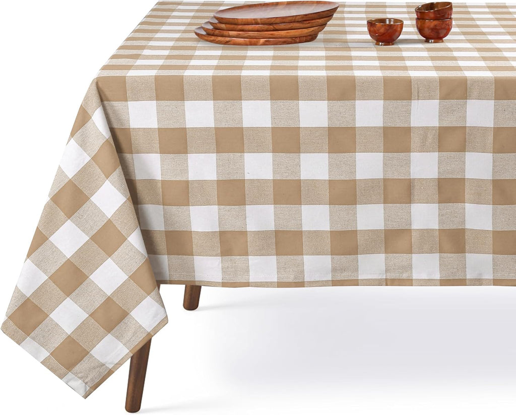 Cotton tablecloth - White, Beige