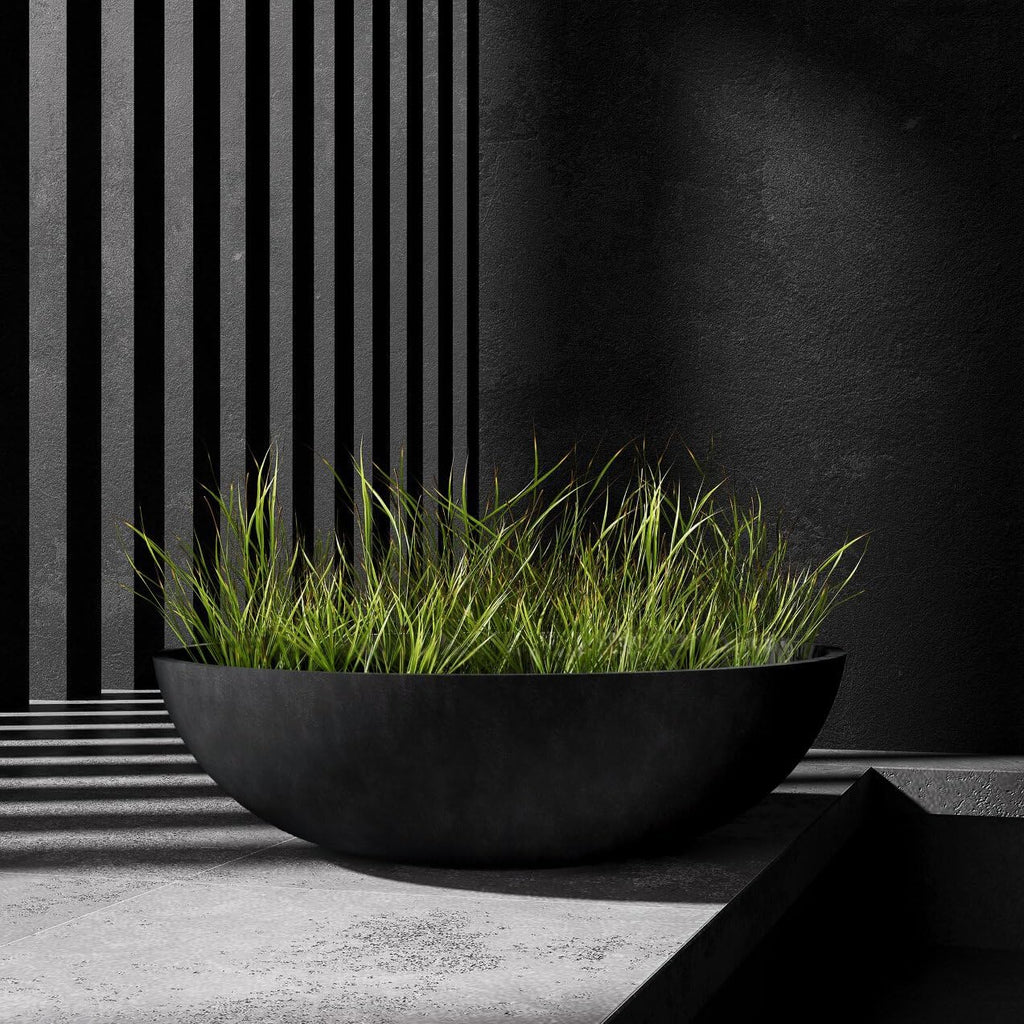 Cavo Large Fiberglass Bowl Planter, Wide Low Indoor/Outdoor | Handcrafted fiberglass & resin, weatherproof UV/frost