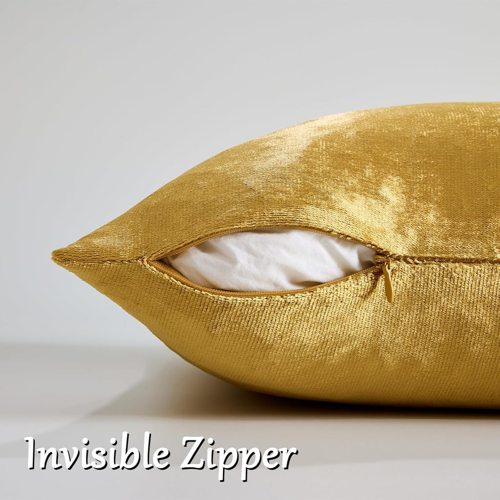 Gold Velvet Decorative Throw Pillow Covers,18x18 Pillow Covers