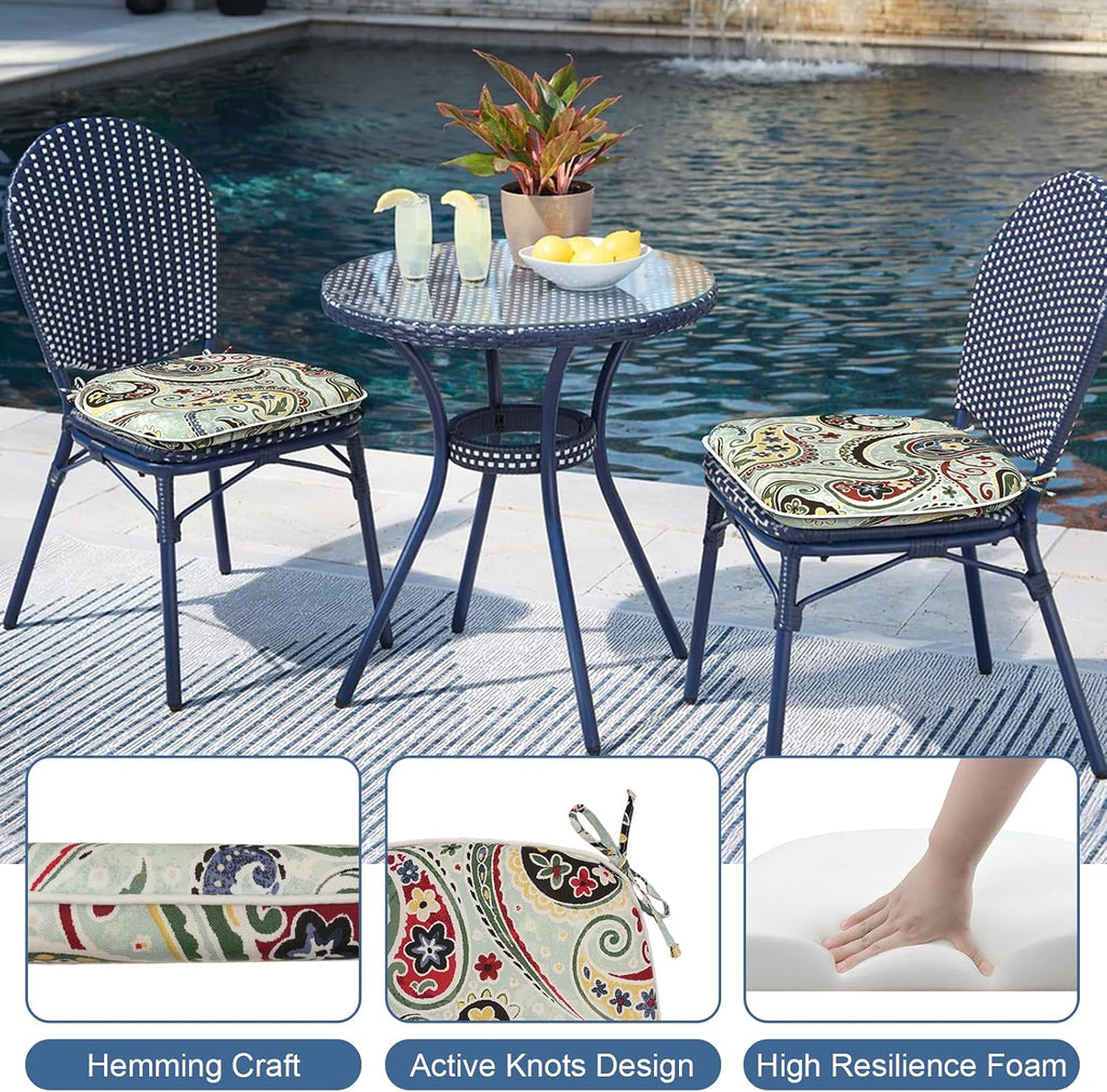 Outdoor Chair Cushions for Patio Furniture Set of 4, Water Repellent Patio Chair Cushions 17"x16" with Ties, U-Shaped