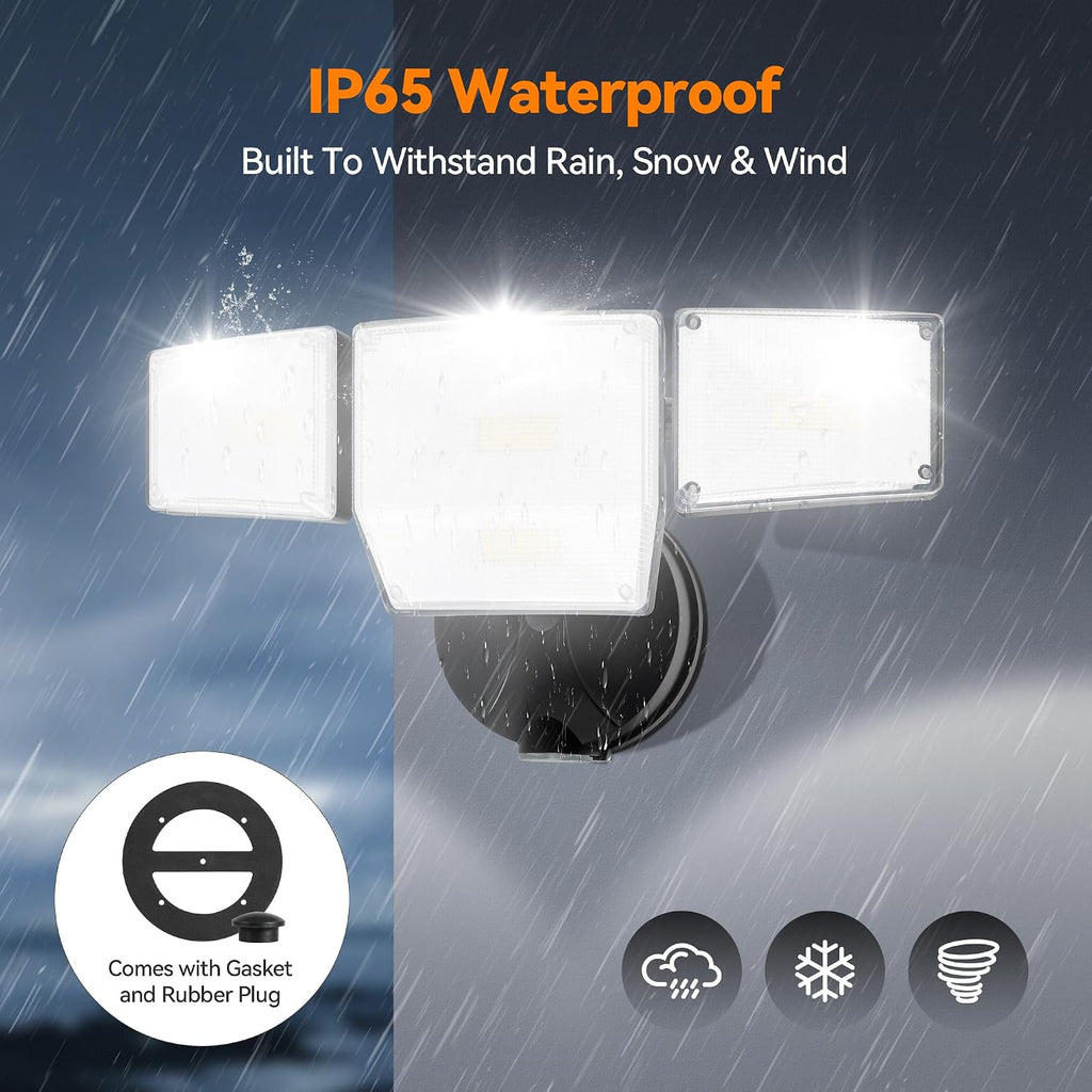 85W 10000LM Dusk to Dawn Outdoor Lighting, 4-Head Super Bright LED Flood Light, 5000K Daylight, IP65 Waterproof
