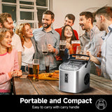 Ice Maker Countertop with Carry Handle, 9 Cubes Ready in 6 Mins, 26.5lbs/24H, Self-Cleaning, 2 Sizes of Bullet Ice