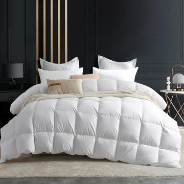 Goose Down Comforter Twin, Fluffy Soft Noiseless Duvet Insert, 100% Cotton Shell, 750+ Fill Power, 4