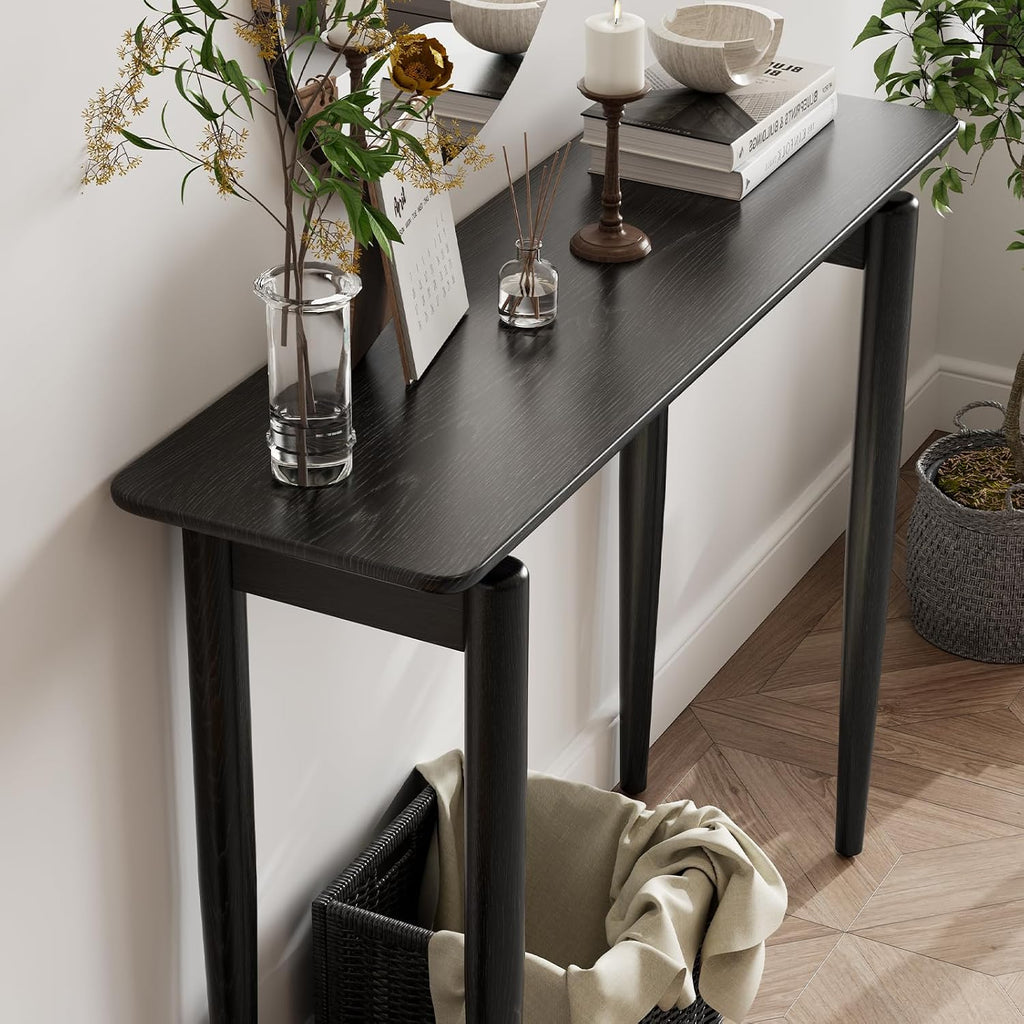 Wood Console Table Black Entryway Table, Thin Console Table, Sofa Tables (39.4'')
