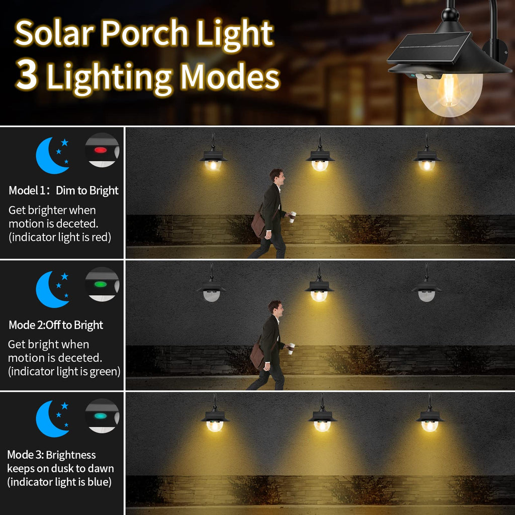 Solar Lantern Lights Outdoor Retro Solar Barn Light with Motion Sensor