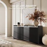66 Inch Sideboard Buffet Cabinet, Accent Modern Credenza Storage with Adjustable Shelves