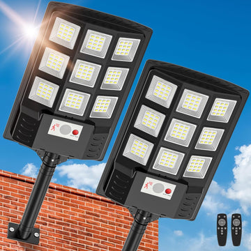 Solar Lights Outdoor, 6500K Motion Sensor Security Lights, 2-Pack | IP66 waterproof with dusk to dawn lighting