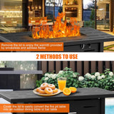 Walsunny 43 inch Outdoor Propane Fire Pit 50,000 BTU Gas Fire Pit Table with Lid, Waterproof Cover, Rectangle Gas Firepit Table for Garden/Patio, CSA - Image 3