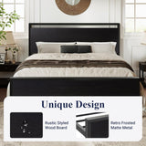 King Platform Bed Frame with Wooden Headboard and Footboard, Heavy Duty 12 Metal Slats Support, No Box Spring Needed