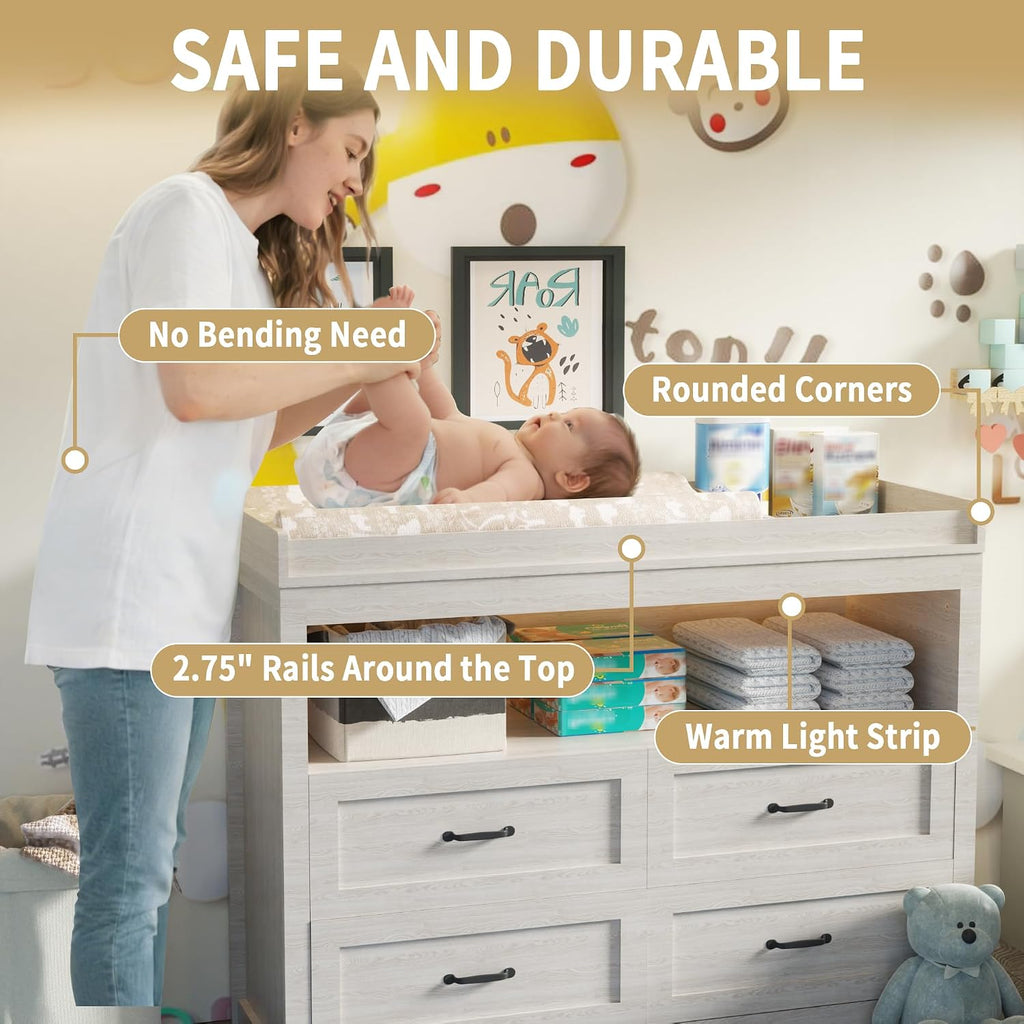Diaper Changing Station 47.2 inches Changing Table Dresser Nursery Dresser