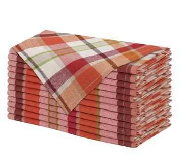 Harvest Plaid Cloth Napkin - 12 Pack 100% Cotton Dinner Napkin