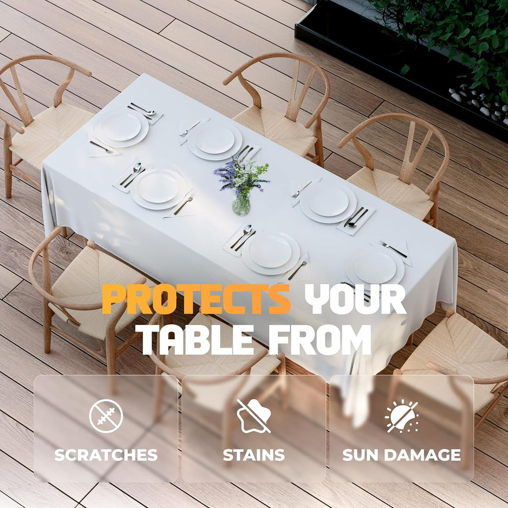 WEALUXE White Table Cloths for 8 Foot Rectangle Tables, 2-Pack, 60x126 inches, Water, Stain and Wrin