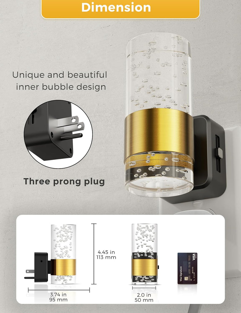 Night Light, Decorative Night Lights Plug into Wall | 2 Pack Dimmable Night Light,Auto Light Sensor,Bright White