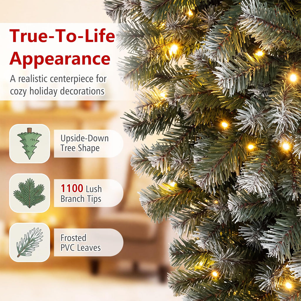 7.5ft Pre-Lit Upside Down Christmas Tree, Inverted Xmas Tree