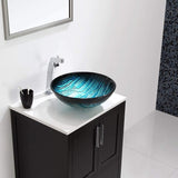 Nature Series Round Blue Glass Vessel Bathroom Sink, 17 inch GV-399-19mm