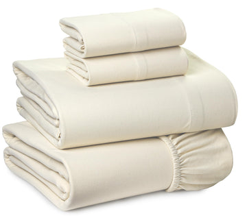 Flannel Sheets Full Size, 4 Pcs Ultra Soft Bed Set, Vanilla Cream