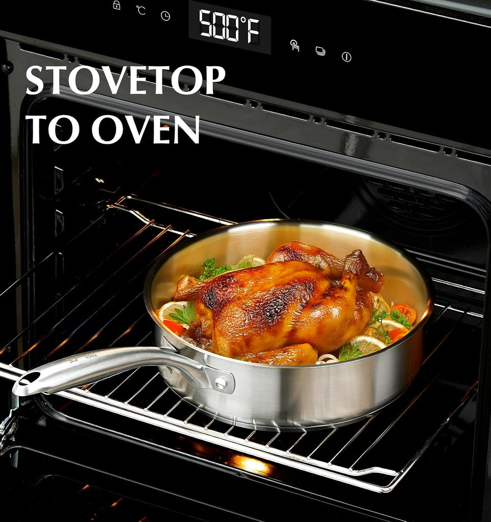 Stainless Steel Cookware Set 21 Piece with 5-Layer Base, Professional 18/10 Stianless Steel Pots and Pans Set