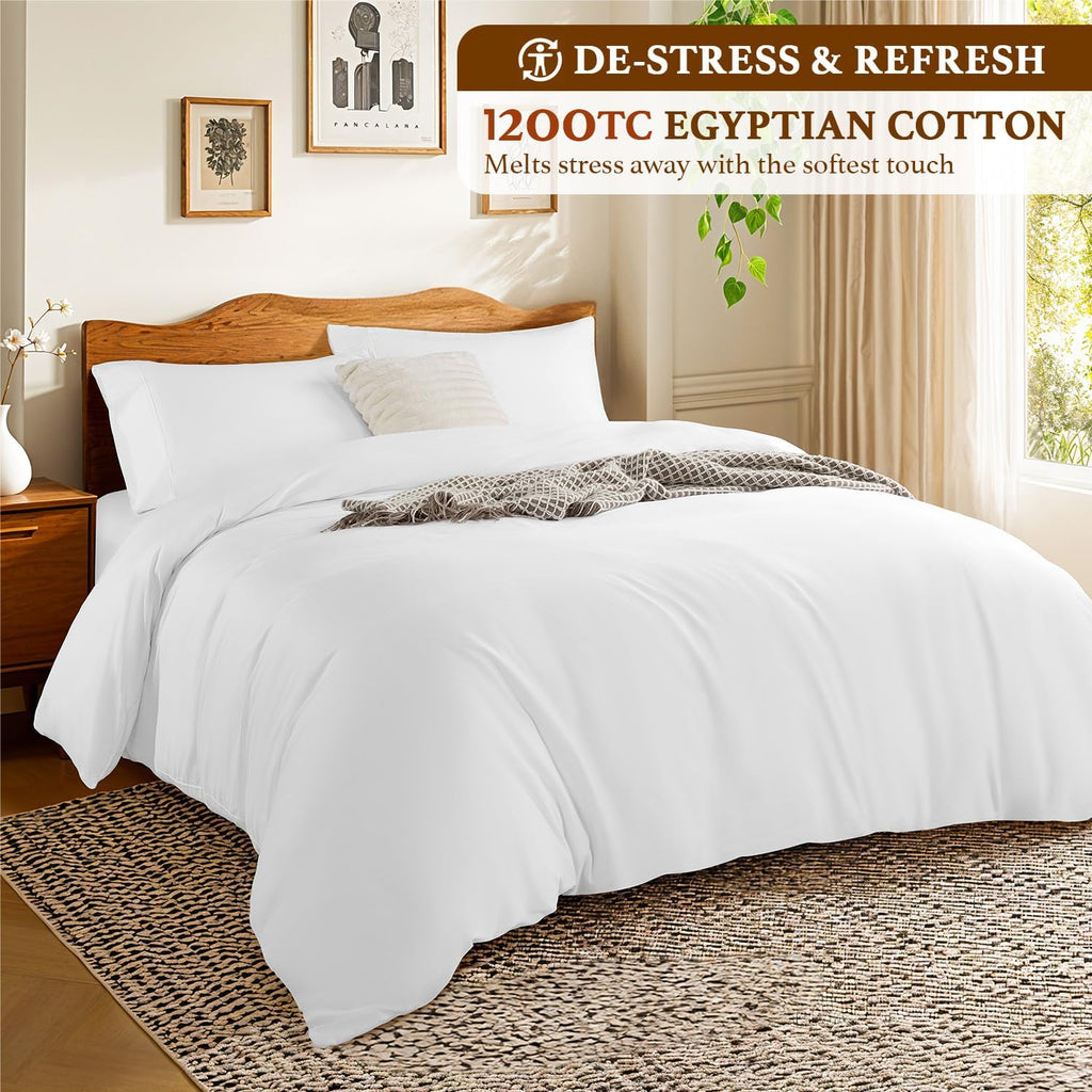 100% Cotton Duvet Covers - 1200 Thread Count, Luxury Egyptian Cotton Comforter Cover, Hotel Bedding Duvet Covers 3