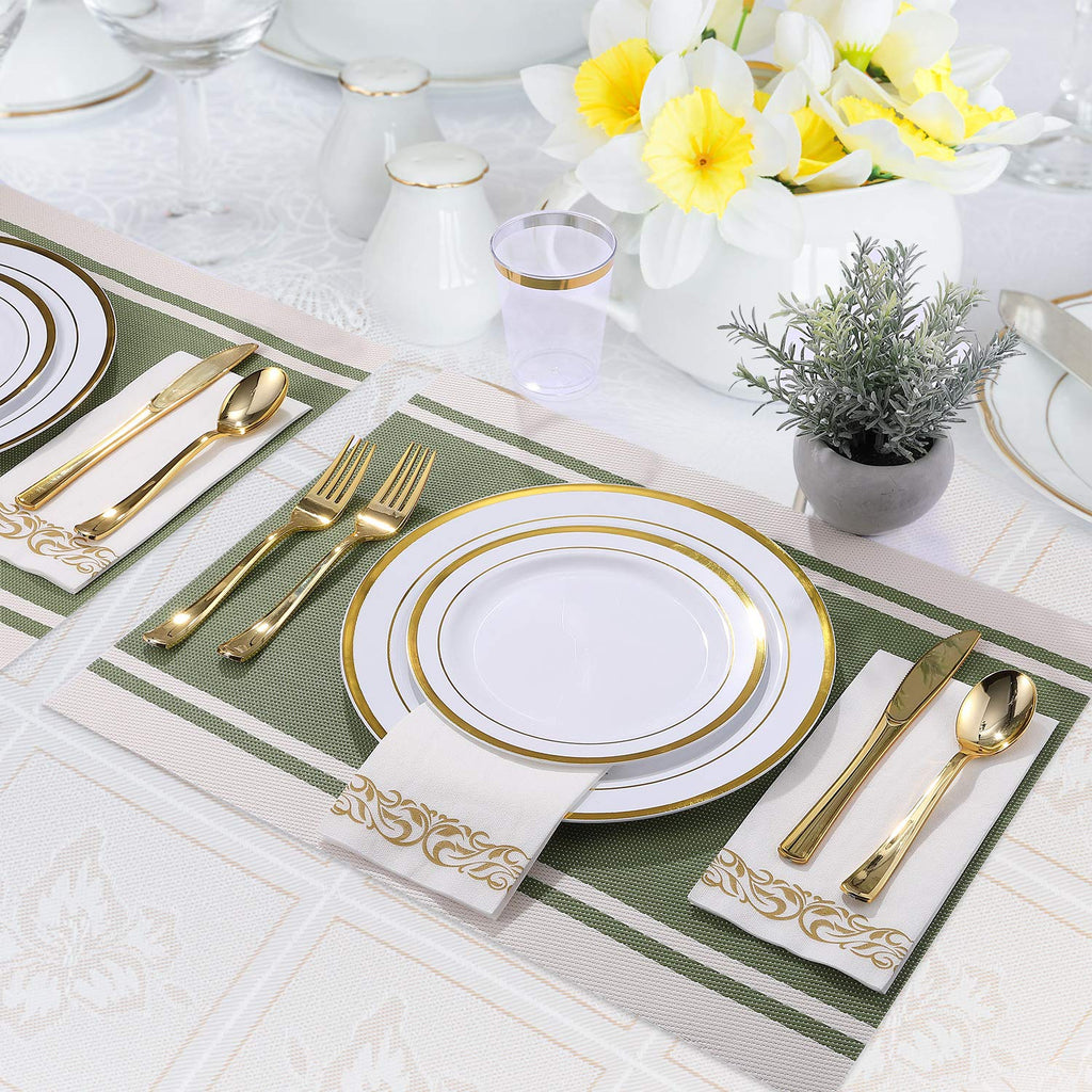 175 Pieces Gold Dinnerware Set for 25 Guests