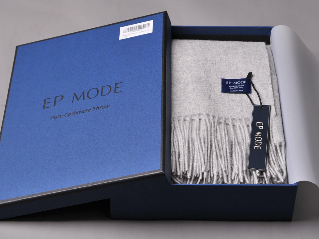 100% Pure Cashmere Throw Blanket for Sofa, Lt. Heather Grey