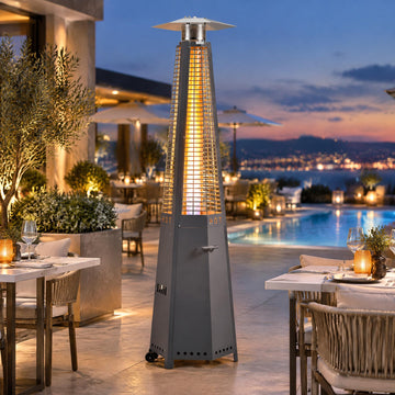 Hexagon Pyramid Patio Heater, 48, 000 BTU Stainless Steel Propane Gas Heater