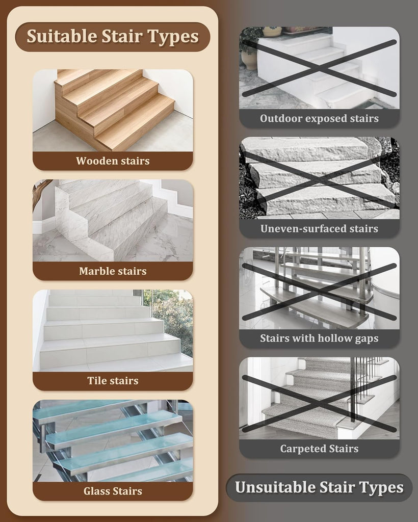 Bullnose Stair Treads for Wooden Steps: 14 Pcs Washable Non Slip Stair Ruuner Peel and Stick Adhesive Indoor Step