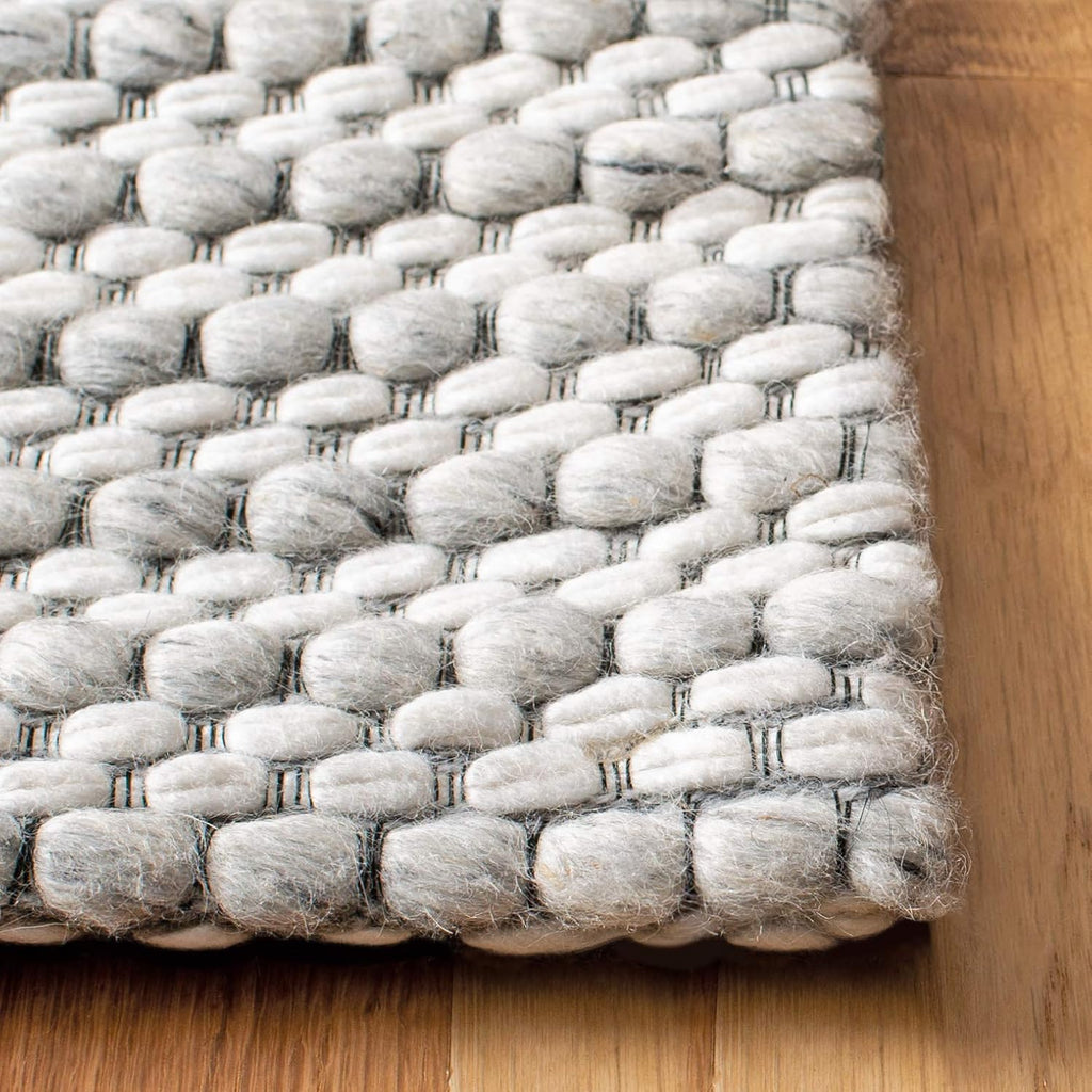 Marbella Area Rug - 9' x 12', Light Grey & Ivory, Flat Weave Wool Design