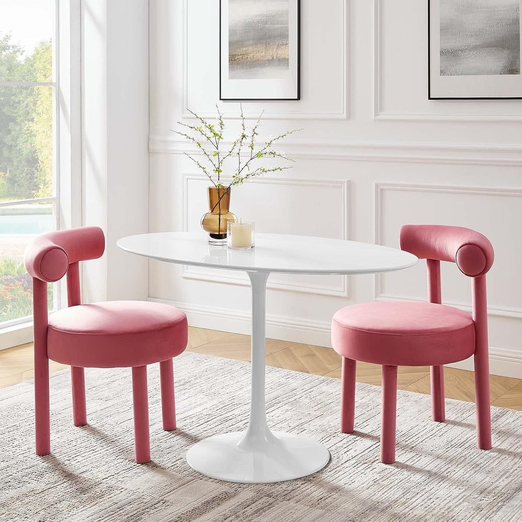 Inspired Saarinen Style Tulip Oval Pedestal Dining Table — White, 48″ Oval