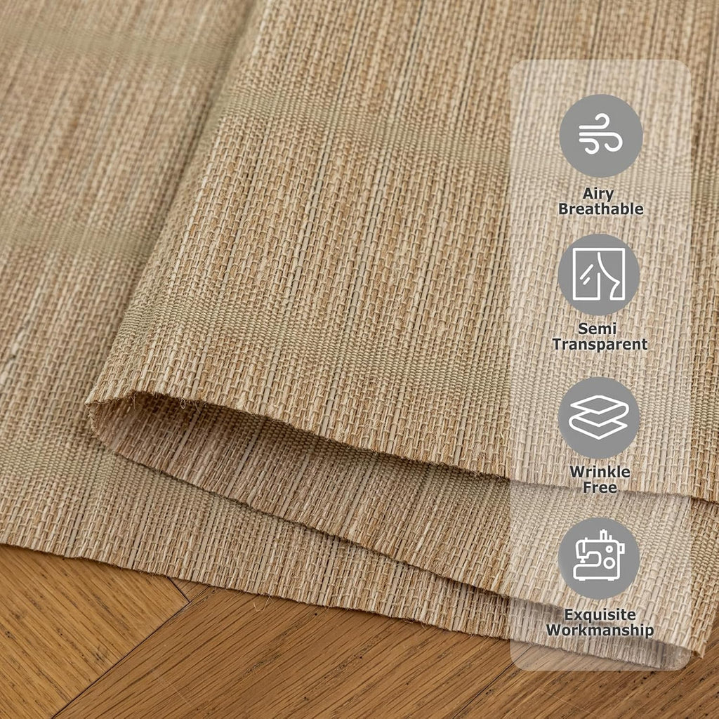 Bamboo Roman Shades, Easy Installation Oatmeal Woven Wood Shades, Cordless Custom Blackout Bamboo Window Shades for Doors Windows