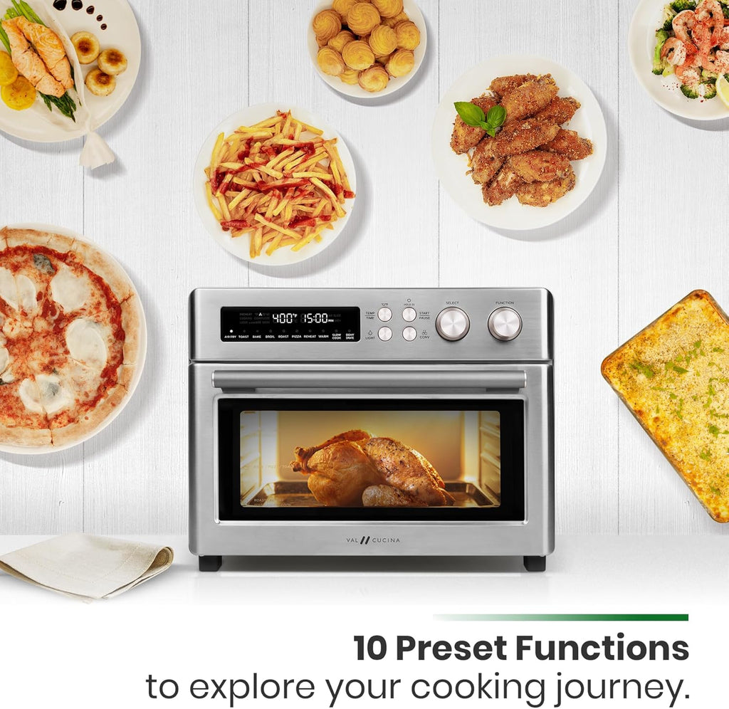 Infrared Heating Air Fryer Toaster Oven, Extra Large Countertop Convection Oven 10-in-1 Combo, 6-Slice Toast, Enamel