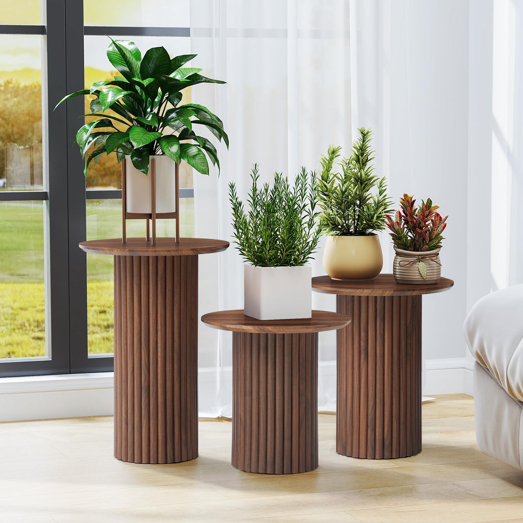 Walnut Round Nesting Coffee Set of 3