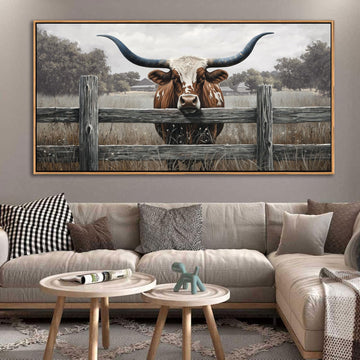 Highland Cow Wall Art - Rustic Farmhouse Wall Art for Country Wall Decor, Vintage Artwork for Walls, Framed Pictures