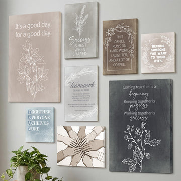 8 Set Office Wall Decor Motivational Teamwork Art, Multi Color