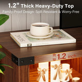 LED Fireplace TV Stand for TVs up to 65+ Inches, Farmhouse Media Console with Mood Lighting, Open Shelf and Hidden Cable Management, Walnut