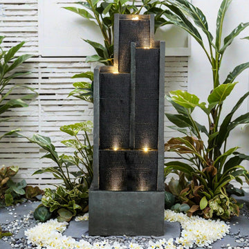5-Tiers Indoor/Outdoor Garden Water Fountain - 50.7inches Modern Floor-Standing Cascading Water Feature - Suitable